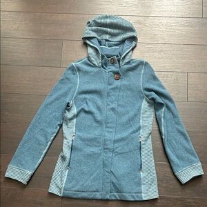 Prana recycled wool, double-zippered coat/jacket size Large - blue